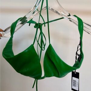 Lamarque Emerald Green Leather Halter Bikini Top